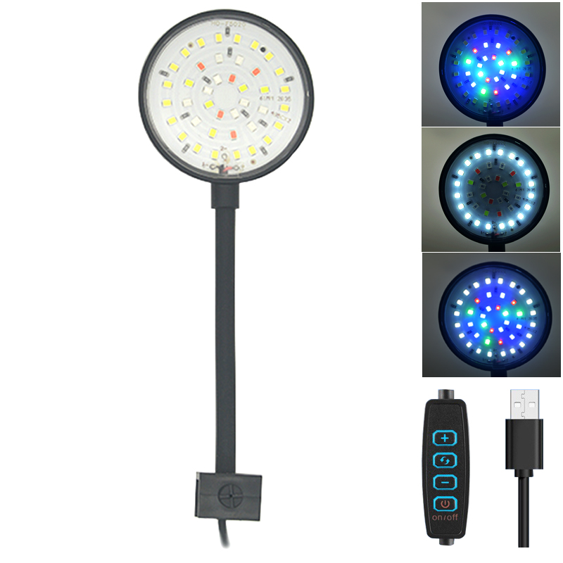 Aquarium Marine Lights - USB 水族館 LED ランプ水槽ライト装飾水生植物複数のモード調光可能な明度フルスペクトルミニクリップライト 5V