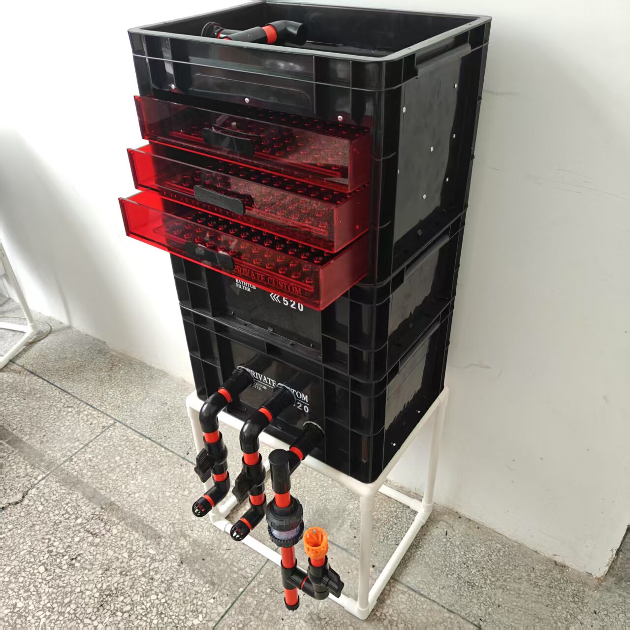 Marine Aquarium Overflow - 水槽回転式ろ過ボックス 工業用フィルター 考量中 内蔵ウォーターポンプ アクリル製引き出し