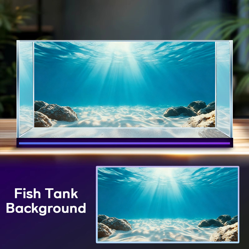 Aquarium Marine Sand - 青い海の透明な砂、水槽背景画、水槽ステッカー、粘着式前面、水槽風景装飾