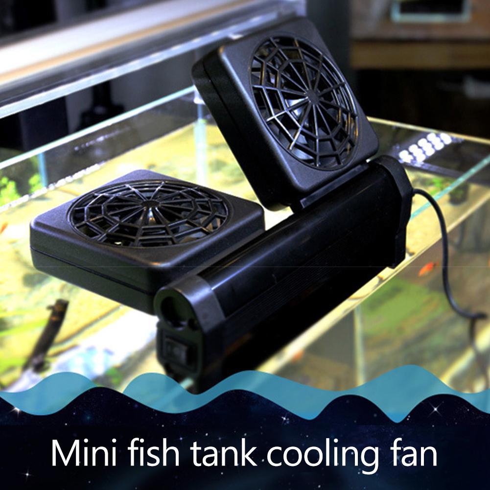 Marine Aquarium Temperature - ミニ水槽冷却ファン、養殖魚タンク用調整可能低騒音チラーファン、海洋池クーラー、静音温度コントローラーファン
