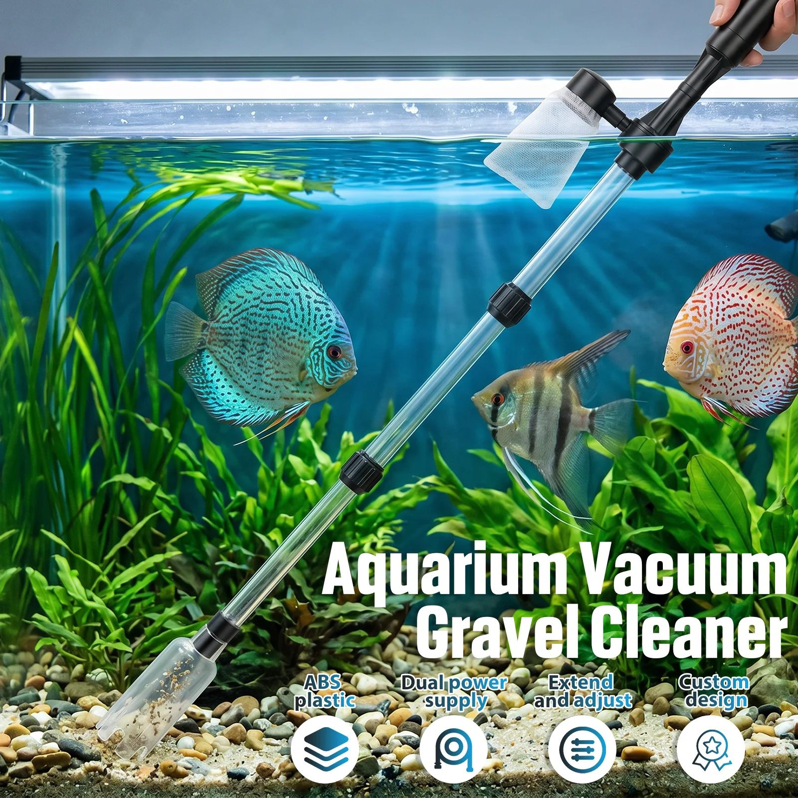 水槽掃除機 3in1 電動式砂吸い上げ機 水換え機能付き 魚 - Aquarium Marine Sand のレビューと価格