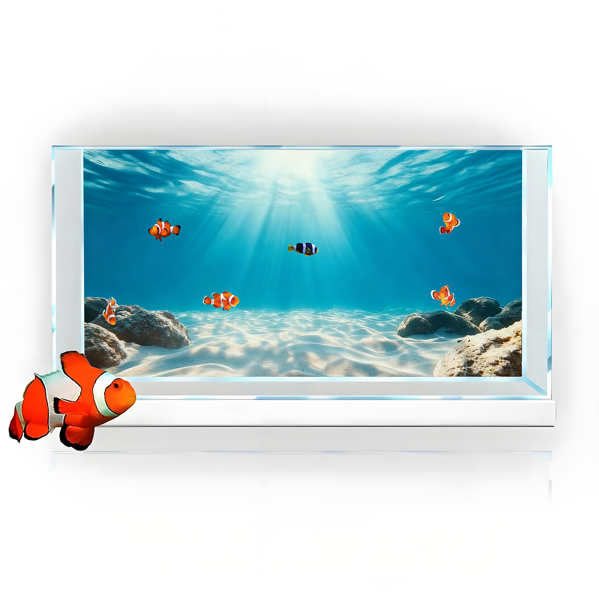 青い海の透明な砂、水槽背景画、水槽ステッカー、粘着式前面、水 - Aquarium Marine Sand のレビューと価格