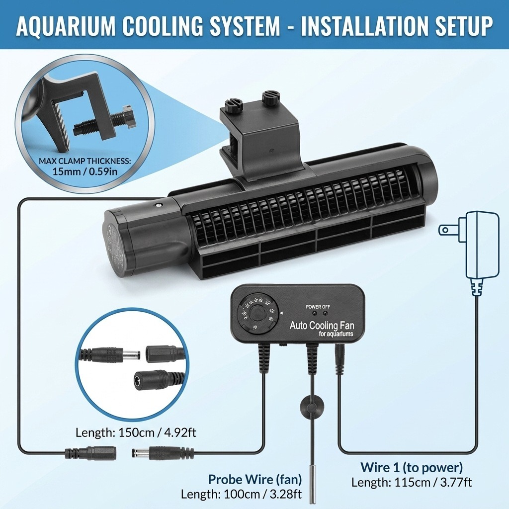3w/4w 水族館冷却ファン自動温度制御水槽冷却ファン調整可 - Marine Aquarium Temperature のレビューと価格